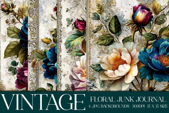 Elegant Floral Backgrounds, S15: Vintage Patchwork Designs