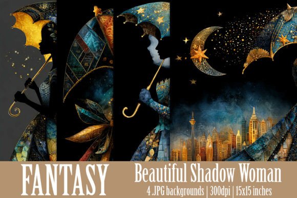 Fantasy Shadow Woman 15x15 Backgrounds: A Dark, Elegant Design Asset