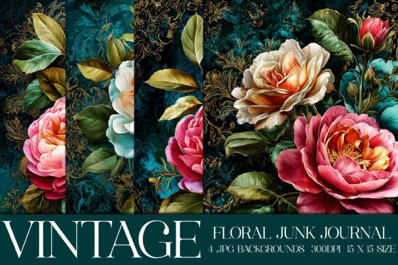 Junk Journal Floral Backgrounds: Vintage Craft Elegance