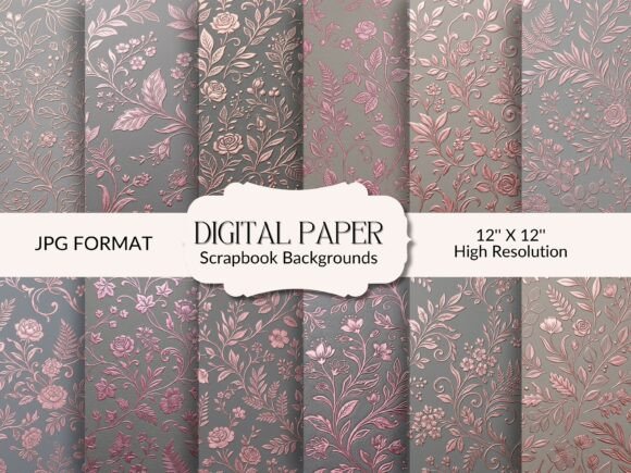 Pink and Grey Foil Floral Backgrounds: Elevate Your Design Assets