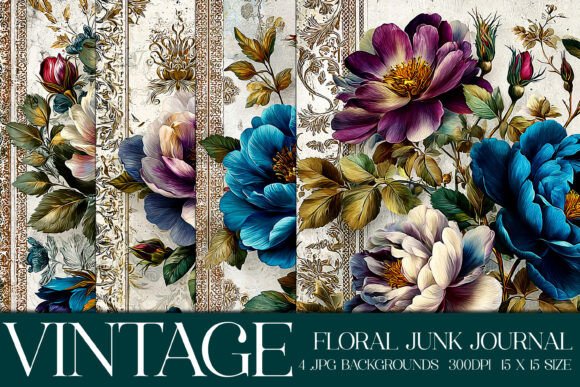 Rich Blooming Florals: Junk Journal Floral Backgrounds, S28