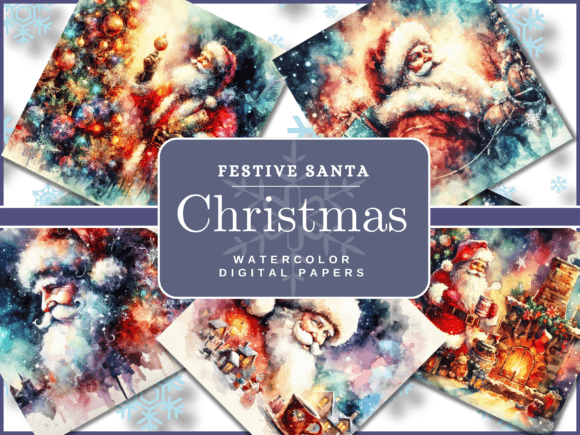 Santa Digital Papers: A Watercolor Christmas Bundle for Creators
