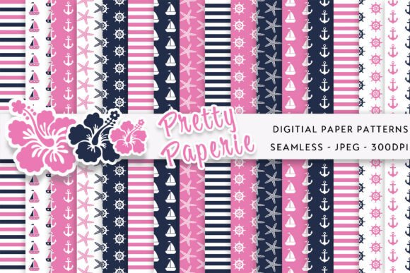 Set Sail with Style: 16 Nautical Digital Paper Backgrounds