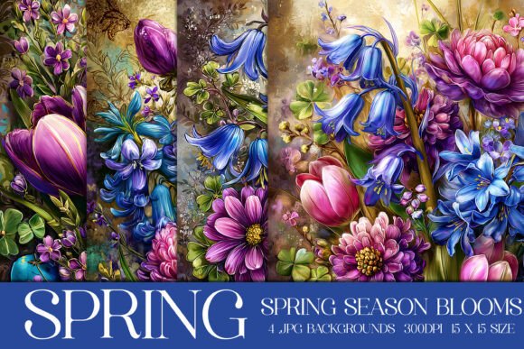 Spring Season Blooms Backgrounds, S8: A Floral Toolkit