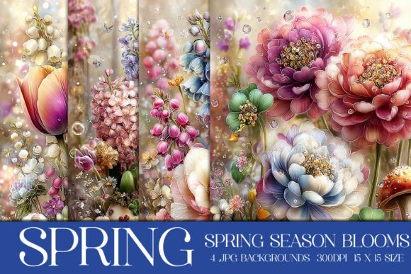 Spring Season Blooms Backgrounds, S9: Your Toolkit for Vibrant Design