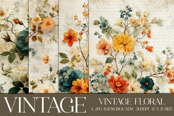 Timeless Charm: Vintage Floral Backgrounds, S4