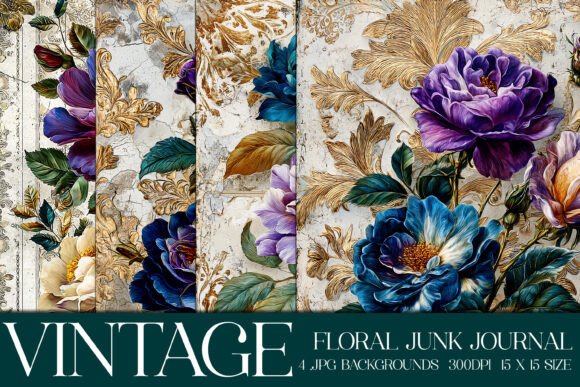 Timeless Elegance: Junk Journal Floral Backgrounds, S26