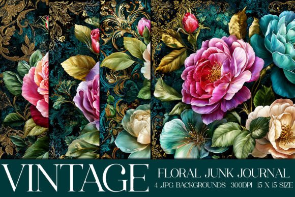 Timeless Elegance: Junk Journal Floral Backgrounds, S32