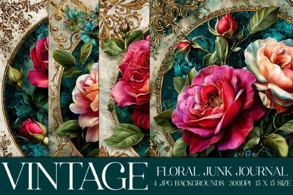 Timeless Florals: Junk Journal Backgrounds S31