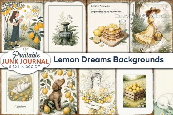 Unlock Creative Potential with Lemon Dreams Backgrounds Junk Journal Pages