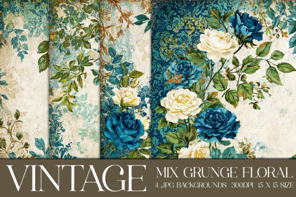 Vintage Grunge Floral Backgrounds, S17: Crafting with Character